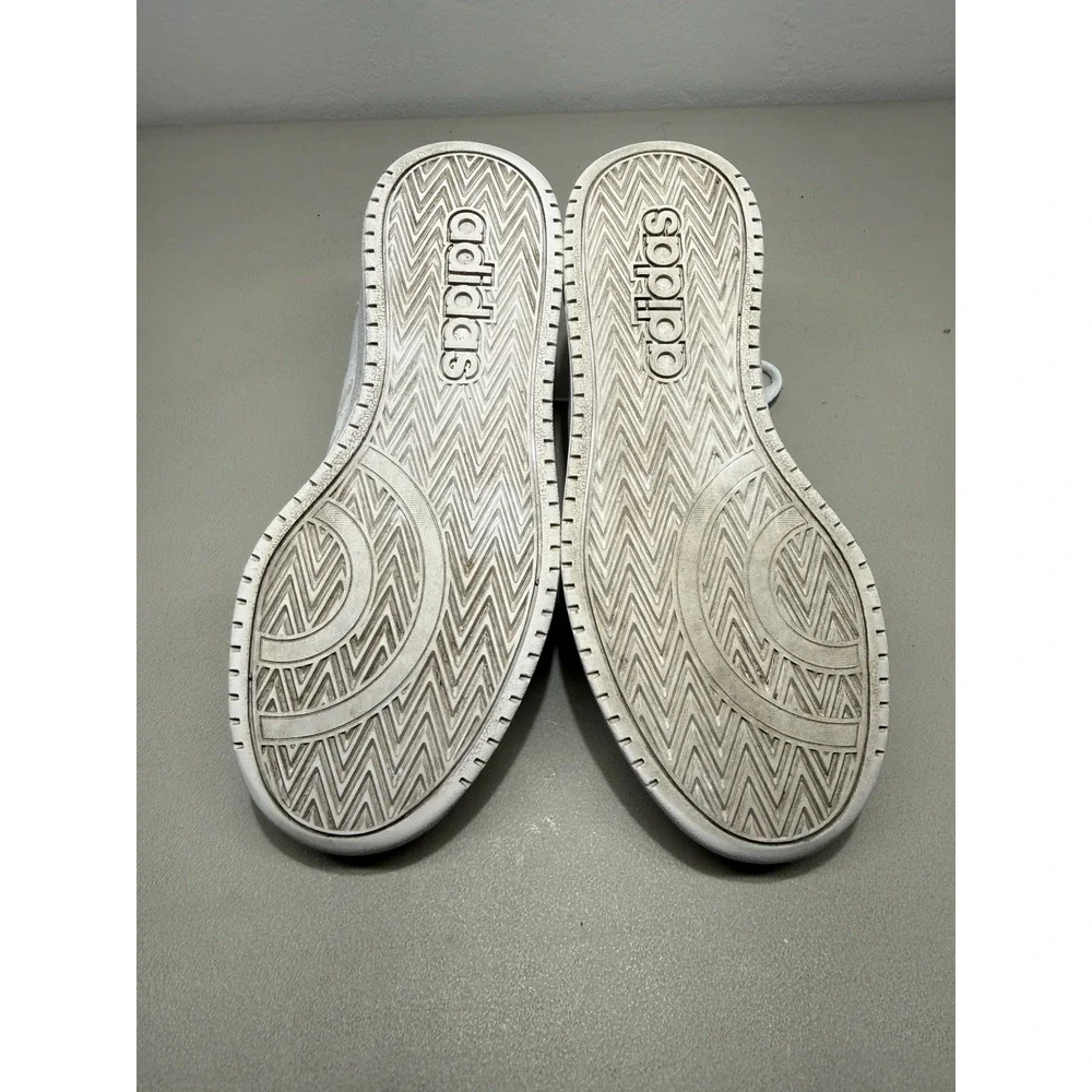 Adidas Hoops 2.0 Women Low Top Sneakers White Leather Athletic Shoes Sz 7